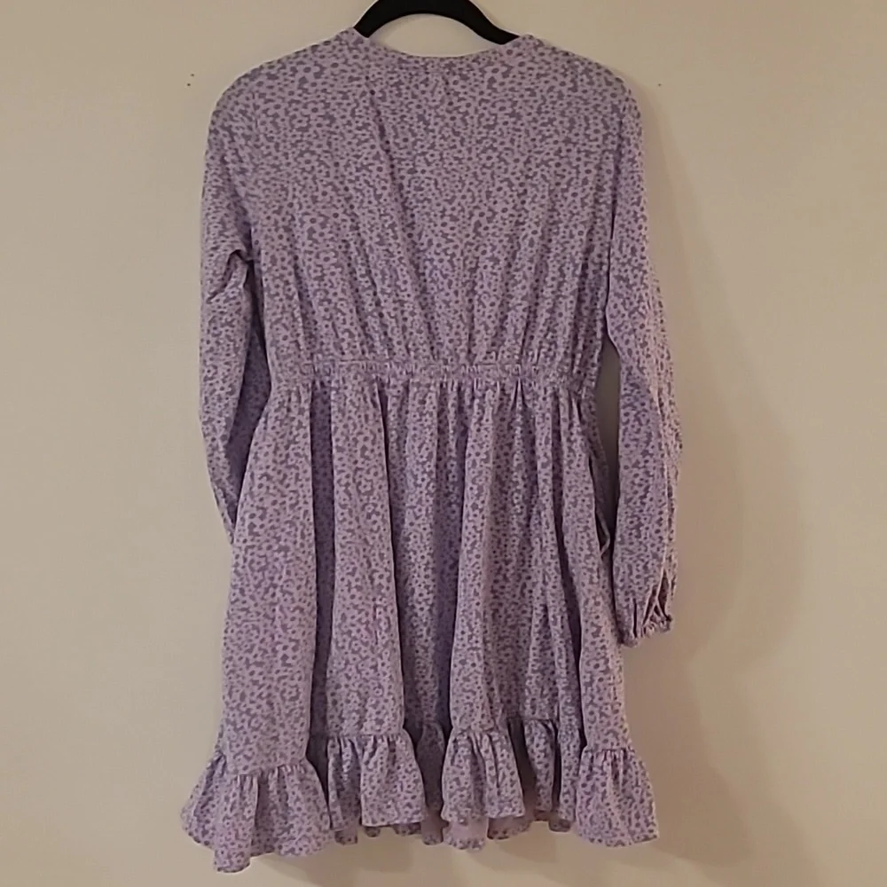 Lands' End Girls Size XL (14-16) Floral Ruffle Dress‎ with Pockets Pink Purple